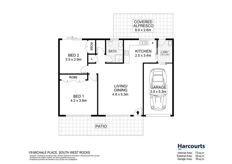 Floorplan of Homely villa listing, 1/9 Michael Place, South West Rocks NSW 2431