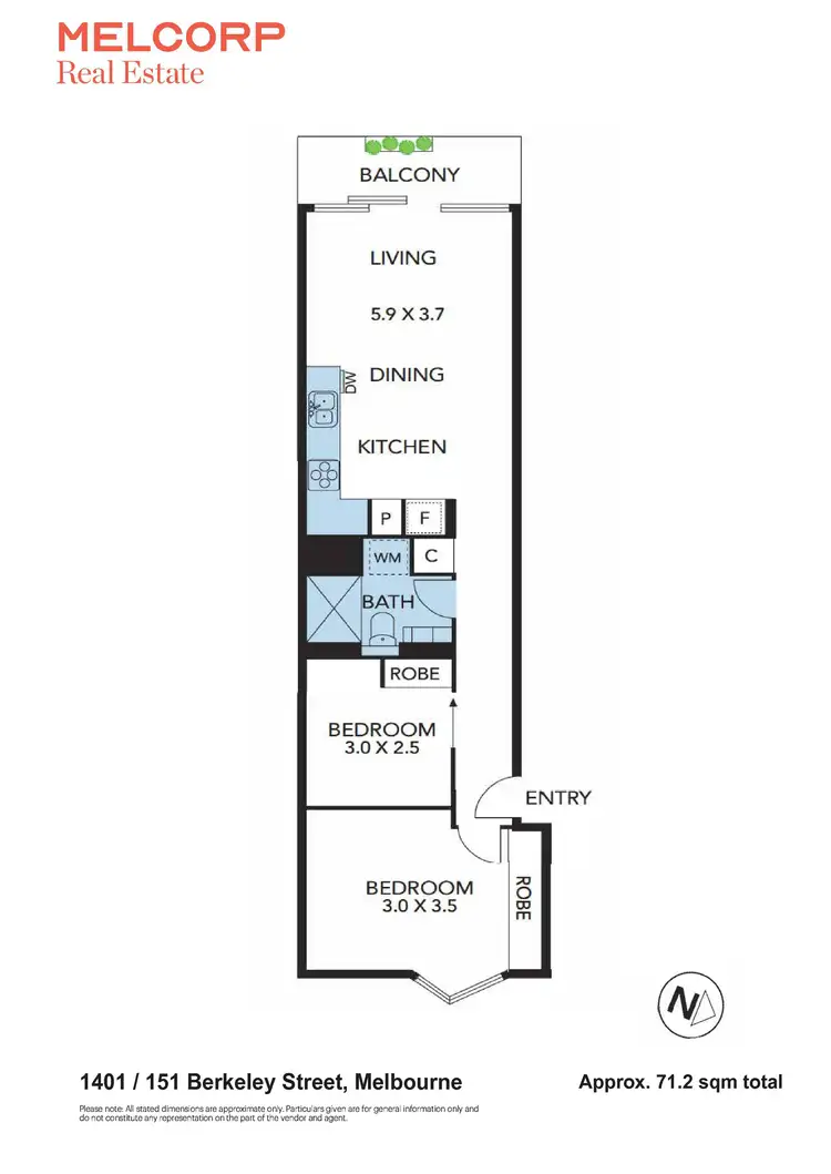 Floorplan of Homely apartment listing, 1401/151 Berkeley Street, Melbourne VIC 3000
