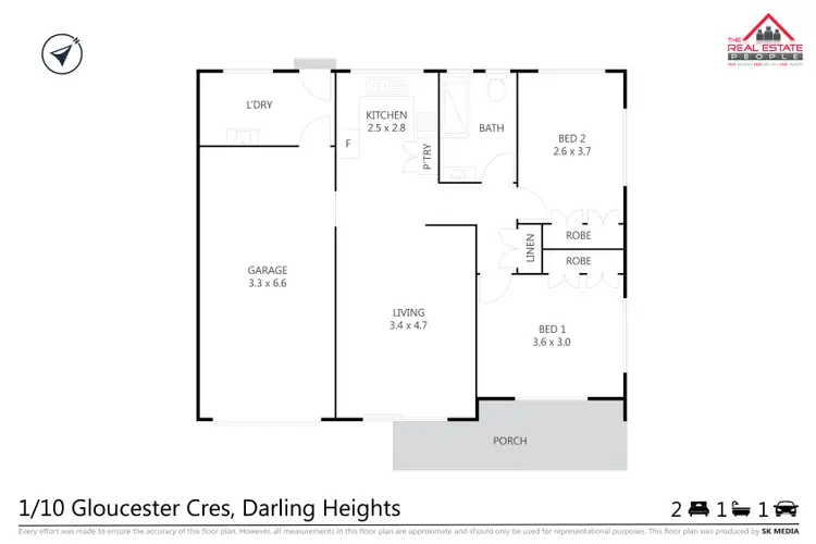 Floorplan of Homely unit listing, 1/10 Gloucester Crescent, Darling Heights QLD 4350