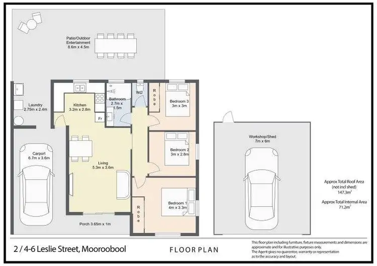 Floorplan of Homely semi-detached listing, 2/4-6 Leslie Street, Mooroobool QLD 4870