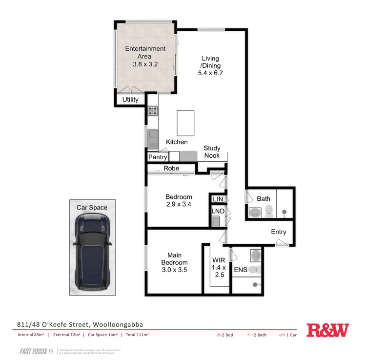 Floorplan of Homely apartment listing, 811/48 O'Keefe Street, Woolloongabba QLD 4102