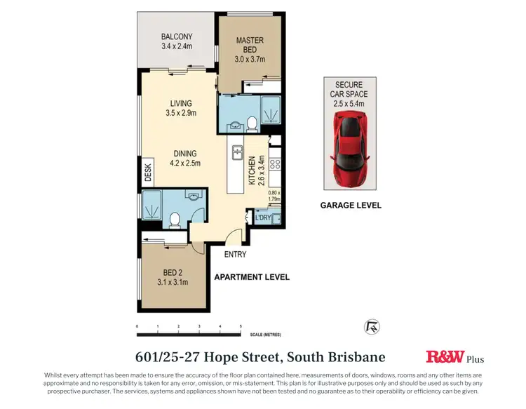 Floorplan of Homely apartment listing, 601/25-27 Hope Street, South Brisbane QLD 4101