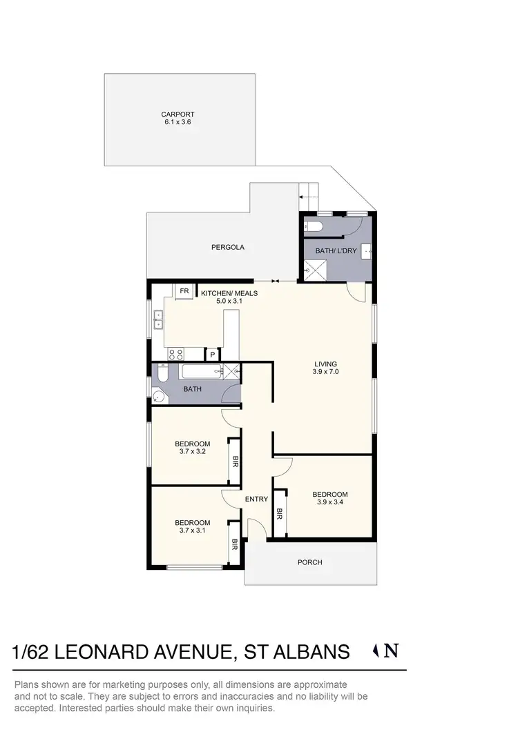 Floorplan of Homely unit listing, 1/62 Leonard Avenue, St Albans VIC 3021
