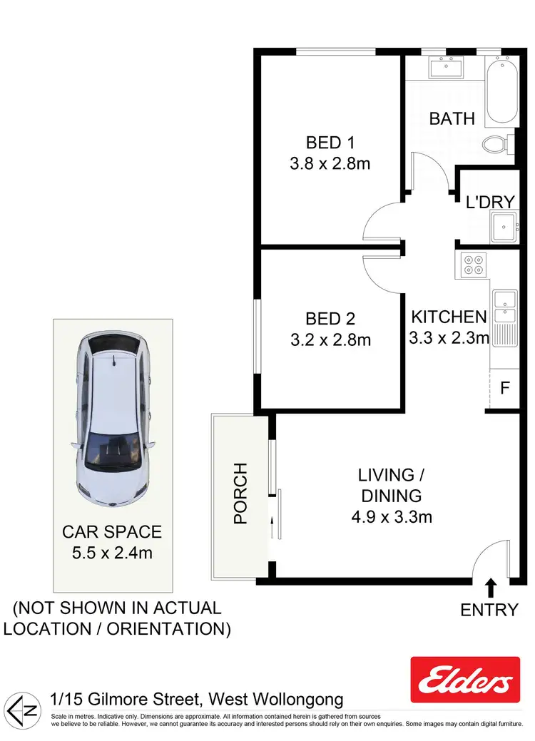 Floorplan of Homely unit listing, 1/15 Gilmore Street, Wollongong NSW 2500