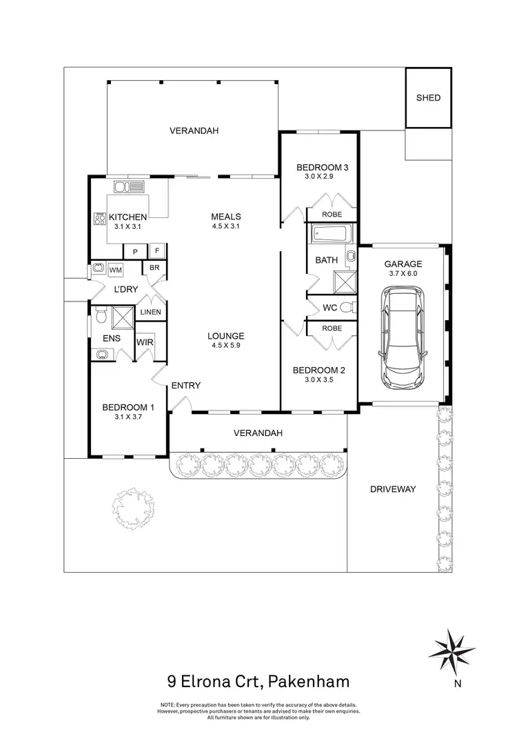 Floorplan of Homely house listing, 9 Elrona Court, Pakenham VIC 3810