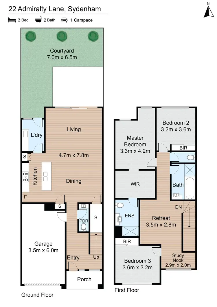 Floorplan of Homely townhouse listing, 22 Admiralty Lane, Sydenham VIC 3037