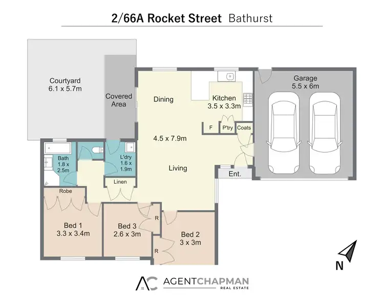 Floorplan of Homely villa listing, 2/66A Rocket Street, Bathurst NSW 2795