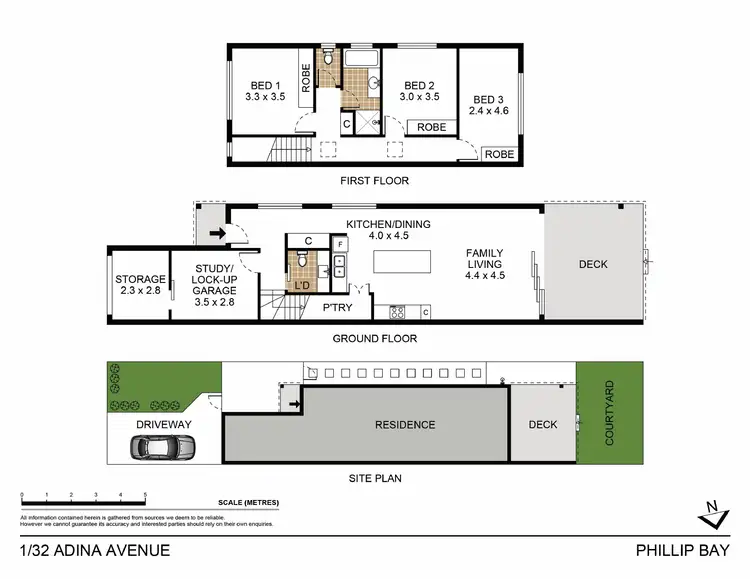 Floorplan of Homely semi-detached listing, 1/32 Adina Avenue, Phillip Bay NSW 2036