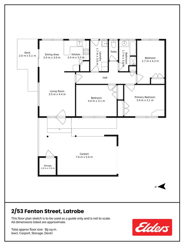 Floorplan of Homely unit listing, 2/53 Fenton Street, Latrobe TAS 7307