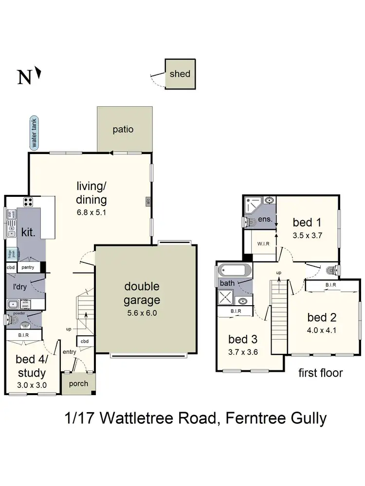 Floorplan of Homely townhouse listing, 1/17 Wattletree Road, Ferntree Gully VIC 3156