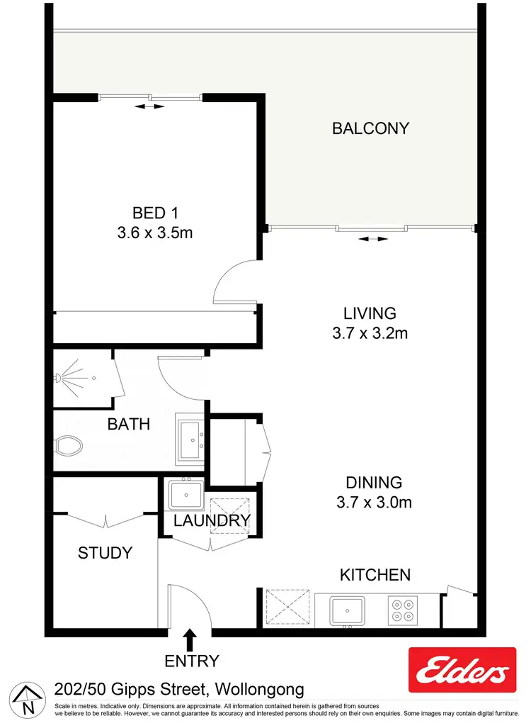 Floorplan of Homely unit listing, 202/50 Gipps Street, Wollongong NSW 2500