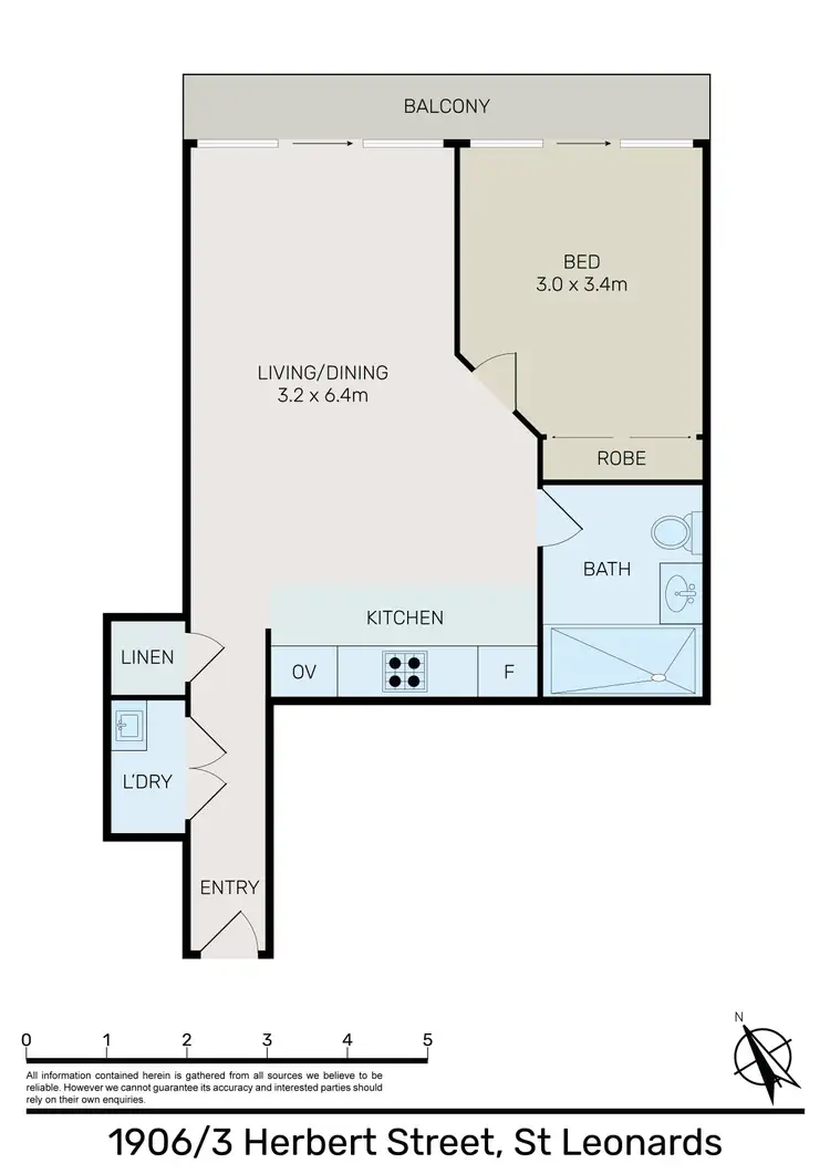Floorplan of Homely apartment listing, 1906/3 Herbert Street, St Leonards NSW 2065