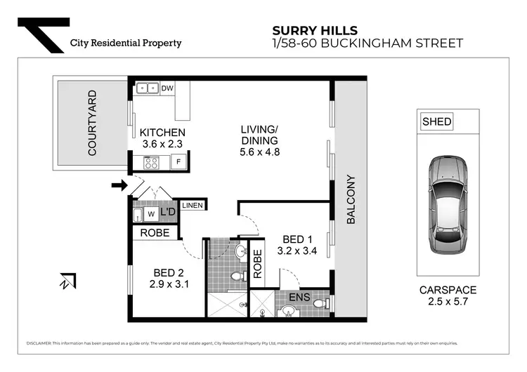 Floorplan of Homely apartment listing, 1/58-60 Buckingham Street, Surry Hills NSW 2010