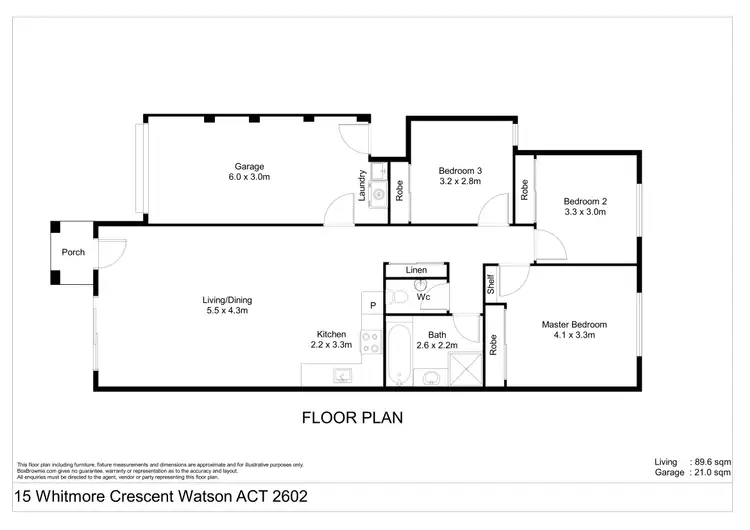 Floorplan of Homely house listing, 15 Whitmore Crescent, Watson ACT 2602