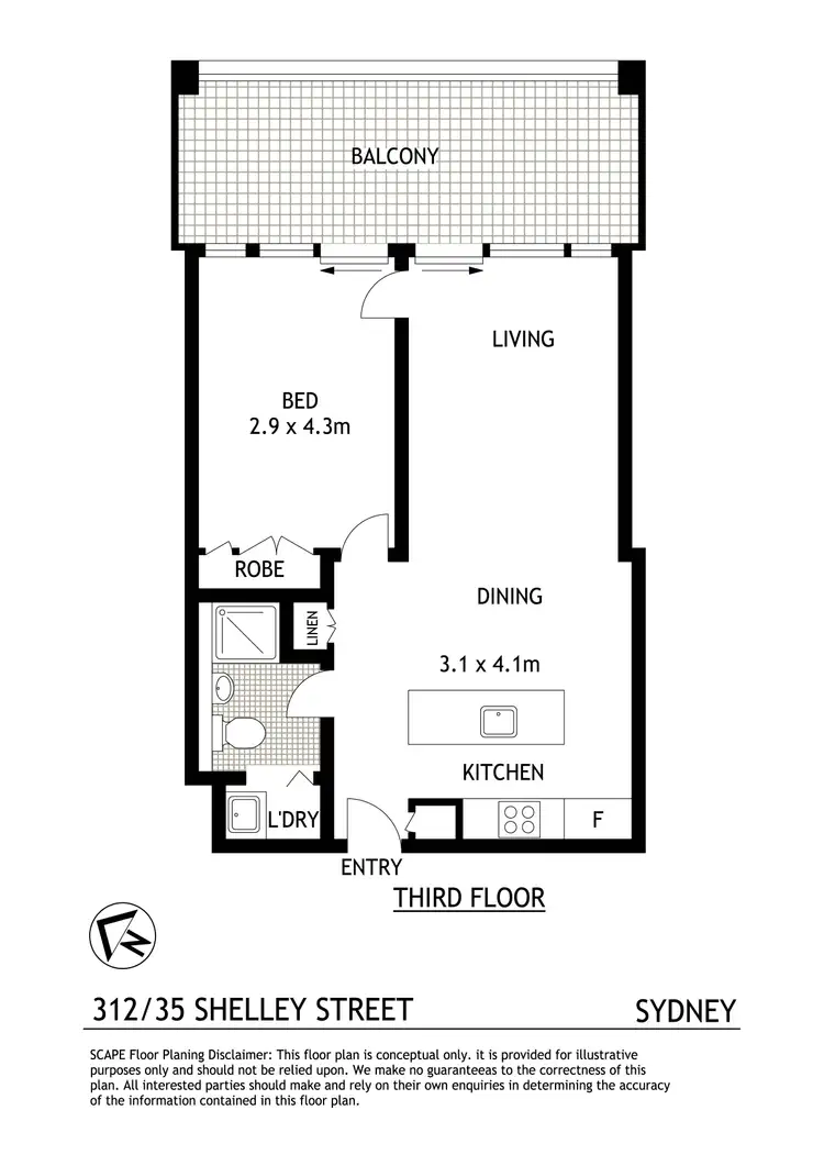 Floorplan of Homely apartment listing, 312/35 Shelley Street, Sydney NSW 2000