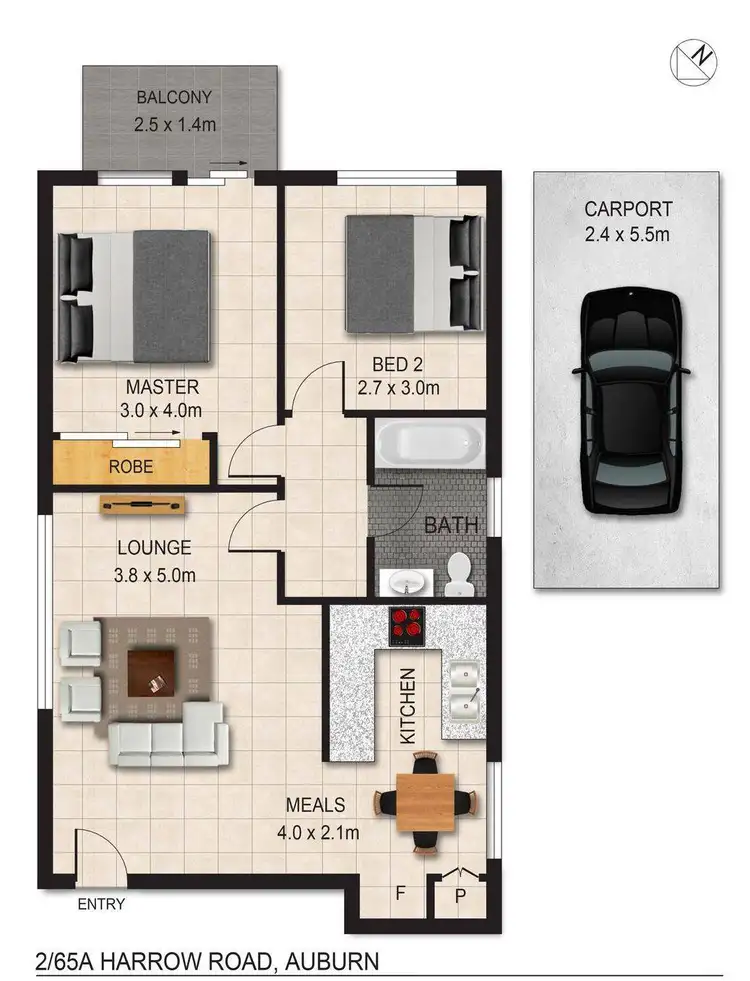 Floorplan of Homely unit listing, 2/65A Harrow Road, Auburn NSW 2144