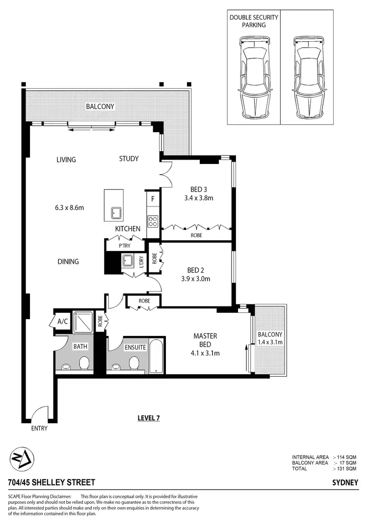 Floorplan of Homely apartment listing, 704/45 Shelley Street, Sydney NSW 2000