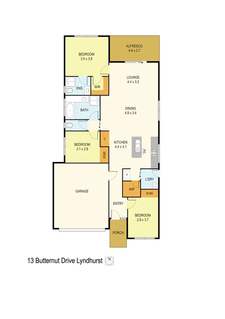 Floorplan of Homely house listing, 13 Butternut Drive, Lyndhurst VIC 3975