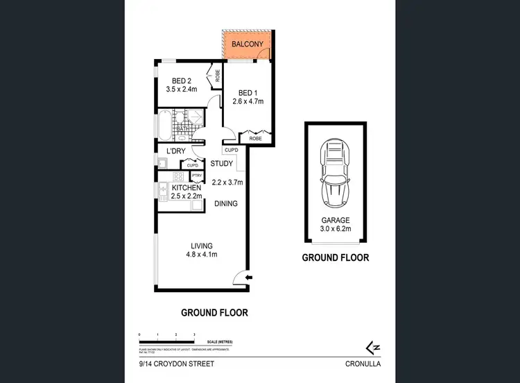 Floorplan of Homely apartment listing, 9/14 Croydon Street, Cronulla NSW 2230