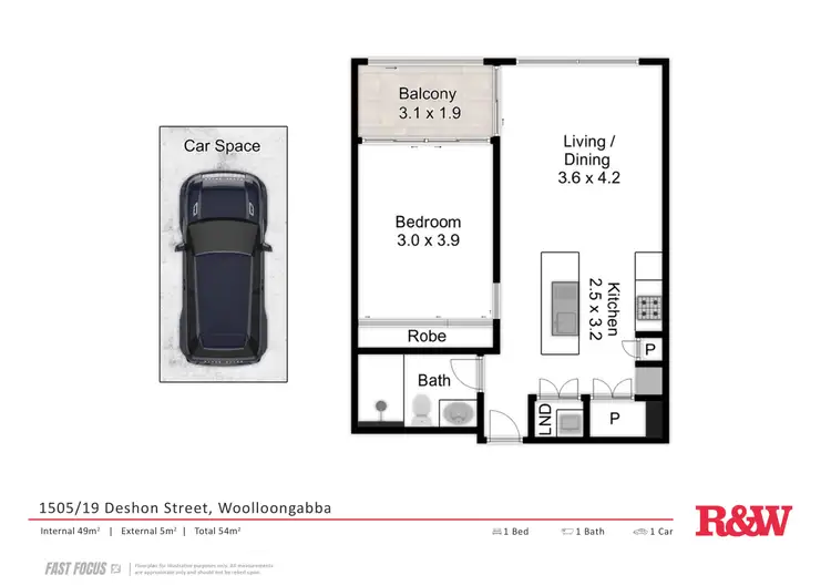 Floorplan of Homely apartment listing, 1505/19 Deshon Street, Woolloongabba QLD 4102