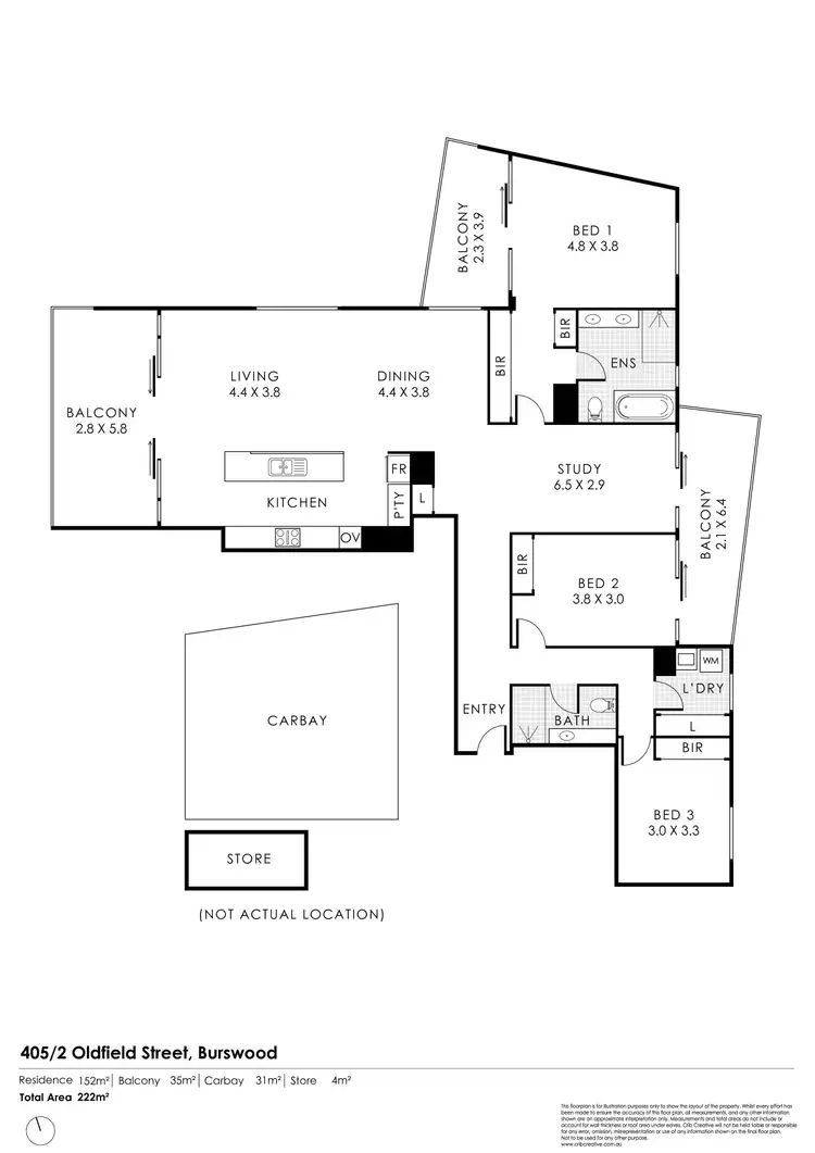 Floorplan of Homely apartment listing, 405/2 Oldfield Street, Burswood WA 6100