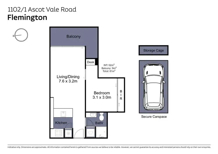 Floorplan of Homely apartment listing, 1102/1 Ascot Vale Road, Flemington VIC 3031