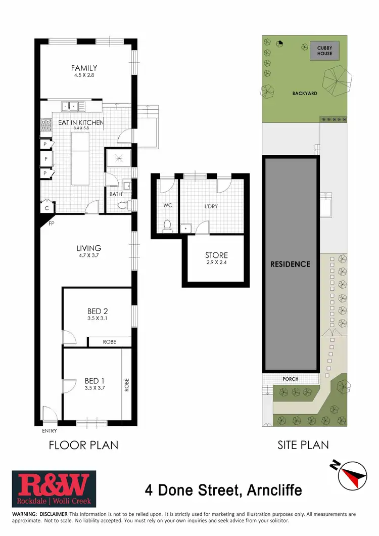 Floorplan of Homely semi-detached listing, 4 Done Street, Arncliffe NSW 2205