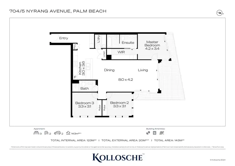 Floorplan of Homely apartment listing, 704/5 Nyrang Avenue, Palm Beach QLD 4221