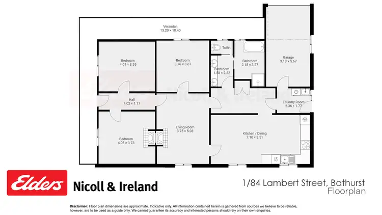 Floorplan of Homely unit listing, 1/84 Lambert Street, Bathurst NSW 2795