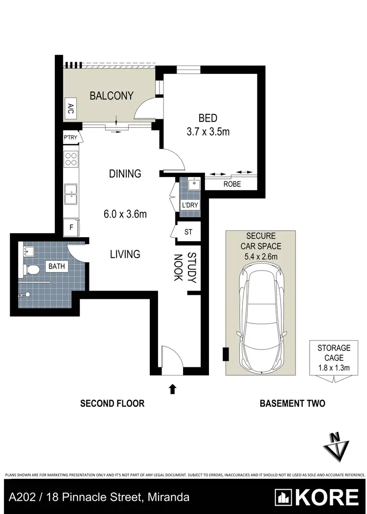 Floorplan of Homely apartment listing, A202/18 Pinnacle Street, Miranda NSW 2228