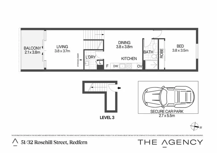 Floorplan of Homely apartment listing, 51/32 Rosehill Street, Redfern NSW 2016