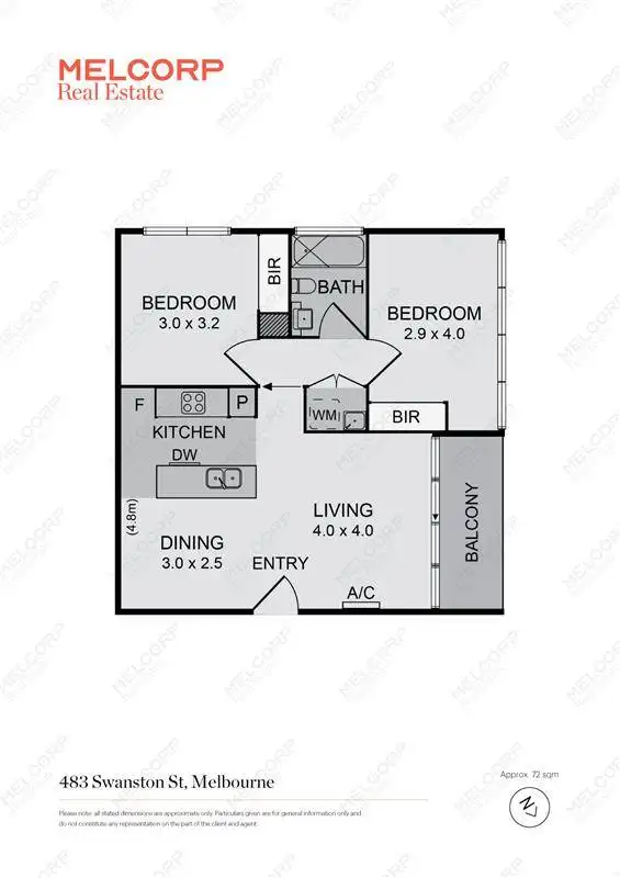 Floorplan of Homely apartment listing, 1306/483 Swanston Street, Melbourne VIC 3000