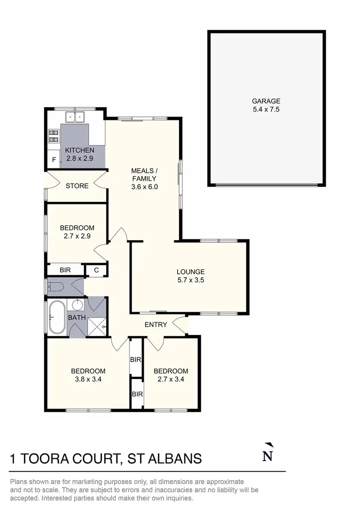 Floorplan of Homely house listing, 1 Toora Court, St Albans VIC 3021