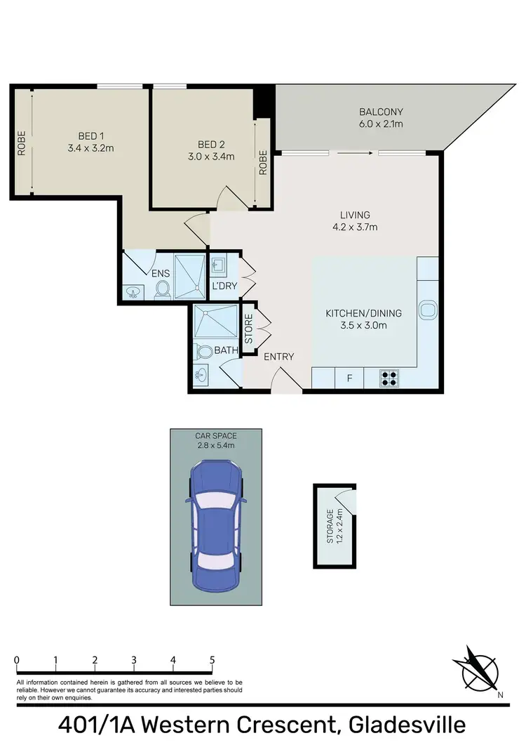 Floorplan of Homely apartment listing, Level 4/401/1A Western Crescent, Gladesville NSW 2111