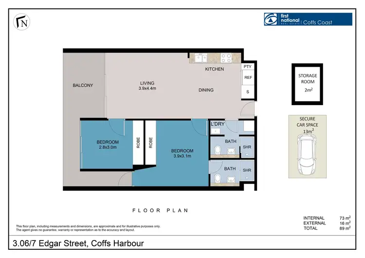 Floorplan of Homely apartment listing, 3.06/7 Edgar Street, Coffs Harbour NSW 2450
