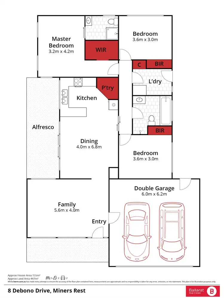 Floorplan of Homely house listing, 8 Debono Drive, Miners Rest VIC 3352
