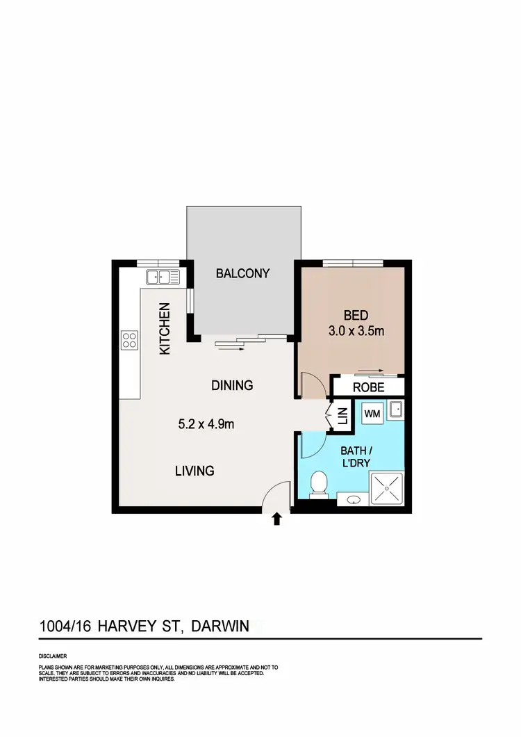 Floorplan of Homely unit listing, 1004/16 Harvey Street, Darwin City NT 800