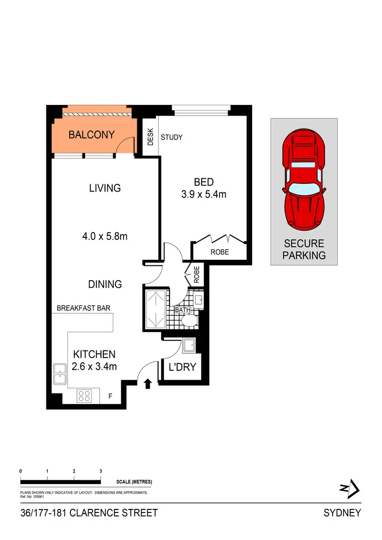 Floorplan of Homely apartment listing, 36/181 Clarence Street, Sydney NSW 2000