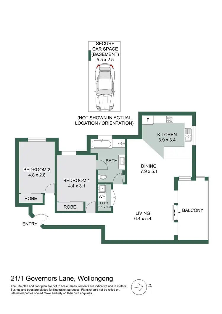 Floorplan of Homely apartment listing, 21/1 Governors Lane, Wollongong NSW 2500