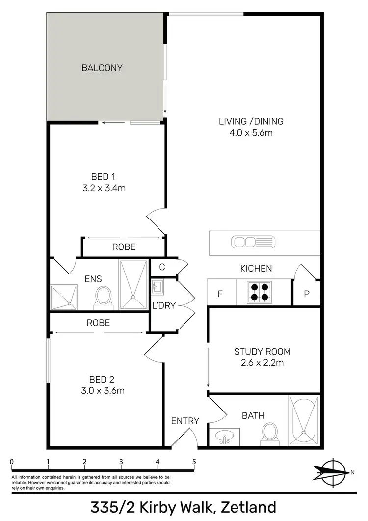 Floorplan of Homely apartment listing, 335/2 Kirby Walk, Zetland NSW 2017