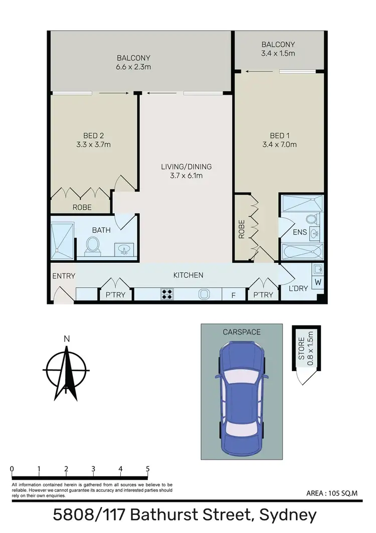Floorplan of Homely apartment listing, 5808/117 Bathurst Street, Sydney NSW 2000
