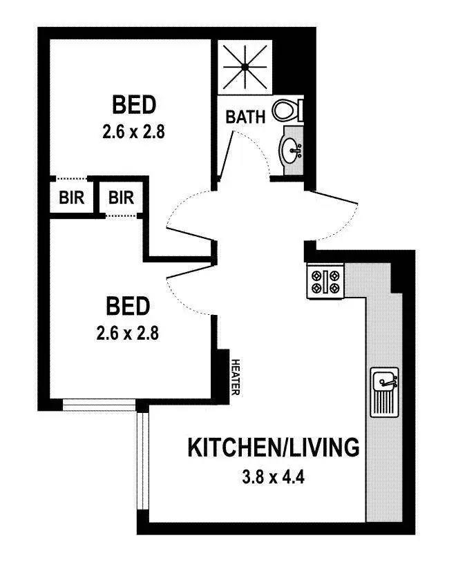 Floorplan of Homely apartment listing, 2216/39 Lonsdale Street, Melbourne VIC 3000