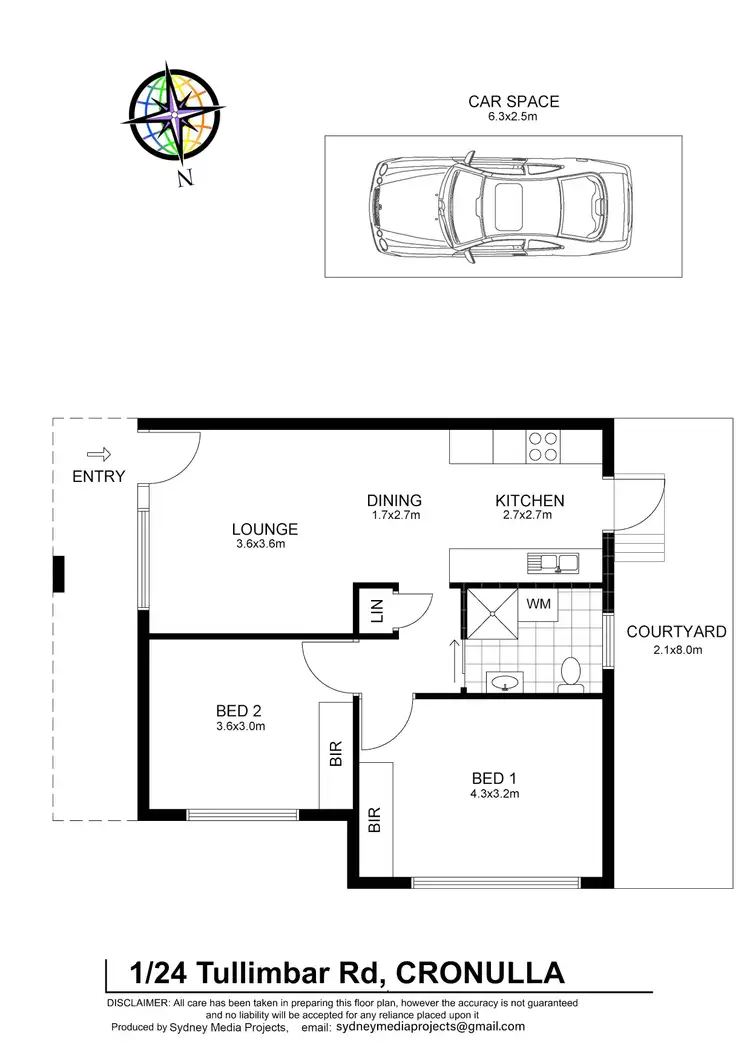 Floorplan of Homely unit listing, 1/24 Tullimbar Road, Cronulla NSW 2230