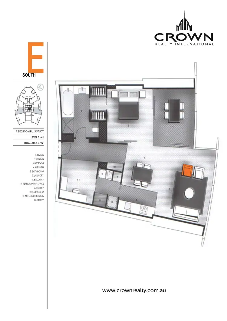 Floorplan of Homely apartment listing, Level 13/1308/9 Hamilton Avenue, Surfers Paradise QLD 4217
