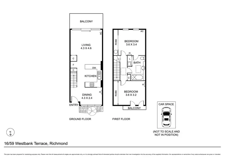 Floorplan of Homely townhouse listing, 16/59 Westbank Terrace, Richmond VIC 3121