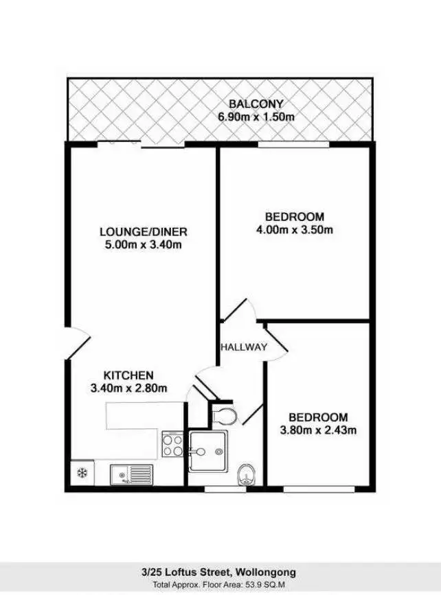 Floorplan of Homely unit listing, 3/25 Loftus Street, Wollongong NSW 2500