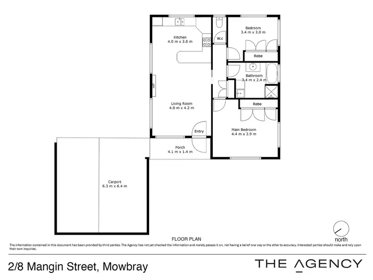 Floorplan of Homely unit listing, 2/8 Mangin Street, Mowbray TAS 7248