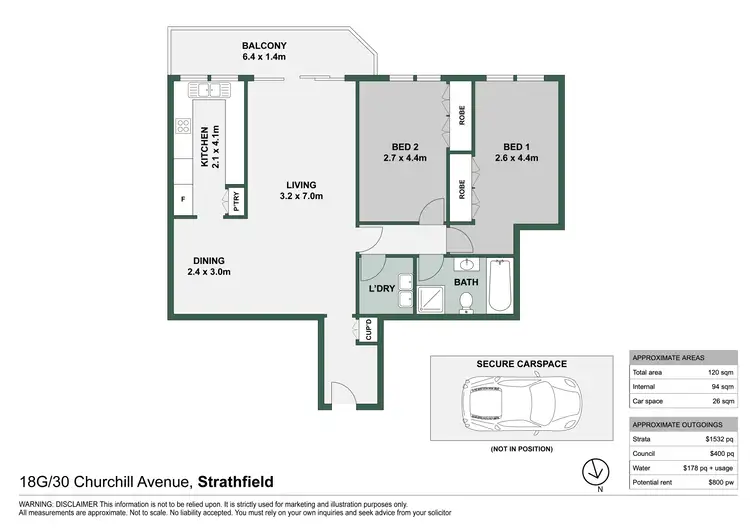 Floorplan of Homely unit listing, 18G/30-34 Churchill Avenue, Strathfield NSW 2135