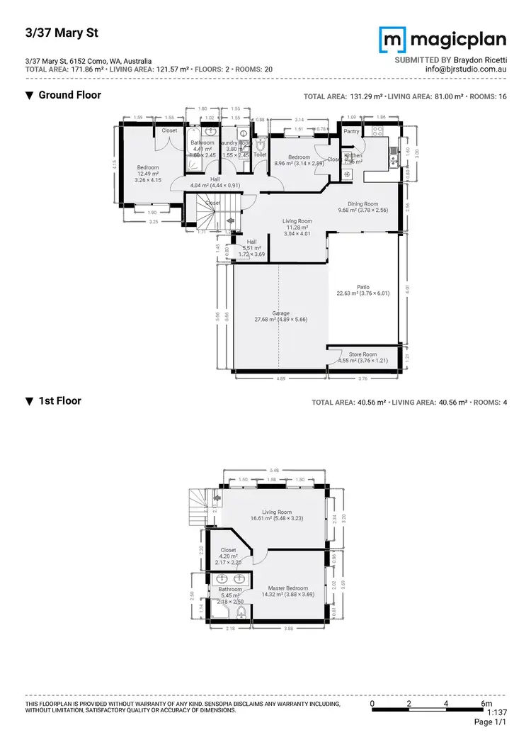 Floorplan of Homely townhouse listing, 3/37 Mary Street, Como WA 6152