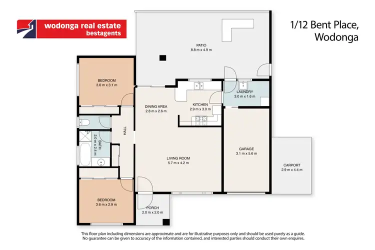Floorplan of Homely unit listing, 1/12 Bent Place, Wodonga VIC 3690